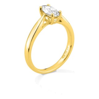 Anel solitário em ouro amarelo 18K com diamante criado lapidação marquise 0,70 ct