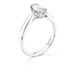 Anel solitário em ouro branco 18K com diamante criado lapidação marquise 0,70 ct