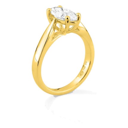Anillo solitario de oro amarillo 18K con diamante creado talla marquesa 1,00 ct