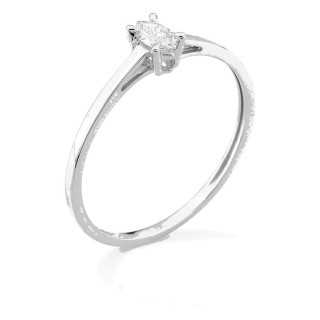 Anillo solitario de oro blanco 9K con diamante creado de talla marquesa 0,12 ct