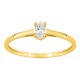 Anel solitário em ouro amarelo 9K com diamante criado de lapidação marquise 0,12 ct