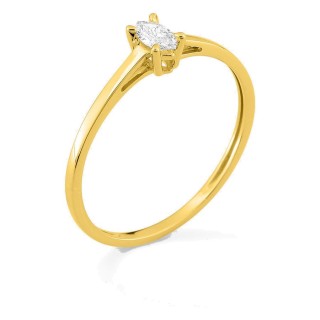 Anillo solitario de oro amarillo 9K con diamante creado de talla marquesa 0,12 ct