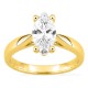 Anel solitário em ouro amarelo 18K com diamante criado lapidação marquise 1,50 ct