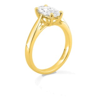 Anel solitário em ouro amarelo 18K com diamante criado lapidação marquise 1,50 ct