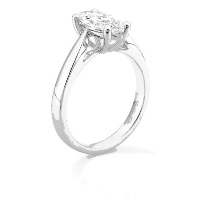 Anillo solitario de oro blanco 18K con diamante creado talla marquesa 1,50 ct