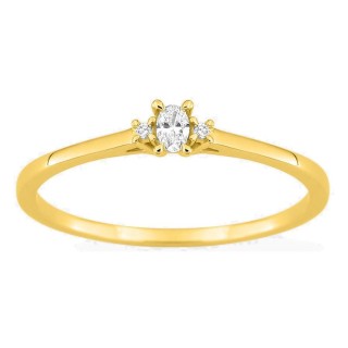 Anillo solitario de oro amarillo 9K con diamante acompañado 0,07 ct