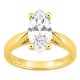 Anillo solitario de oro amarillo 18K con diamante creado talla marquesa 2,00 ct