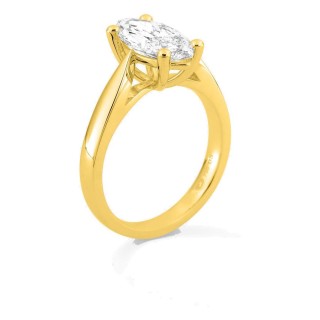 Anel solitário em ouro amarelo 18K com diamante criado lapidação marquise 2,00 ct