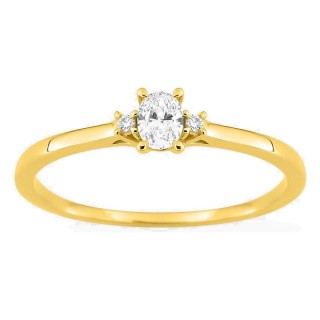 Anillo solitario de oro amarillo 9K con diamante acompañado 0,17 ct
