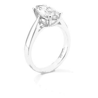 Anel solitário em ouro branco 18K com diamante criado lapidação marquise 2,00 ct