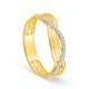 Anillo calado en oro amarillo de 9K con circonitas sobre acabado rodiado