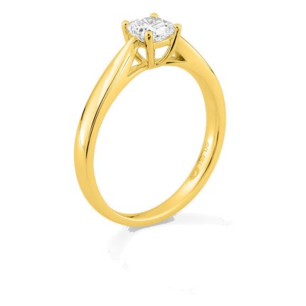 Anillo solitario de oro amarillo 18K con diamante creado de talla cojín 0,50 ct