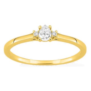 Anel solitário em ouro amarelo 9K com diamante acompanhado 0,17 ct