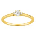 Anillo solitario de oro amarillo 9K con diamante acompañado 0,17 ct