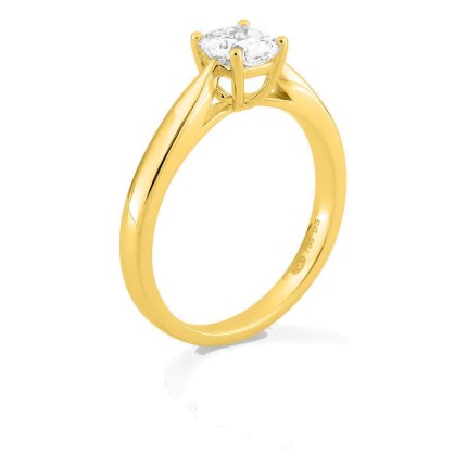 Anillo solitario de oro amarillo 18K con diamante creado de talla cojín 0,70 ct