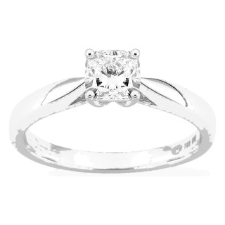 Anel solitário em ouro branco 18K com diamante criado de lapidação almofada 0,70 ct