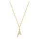 Colar inicial letra A em ouro amarelo 9K com diamantes criados 0,10 ct