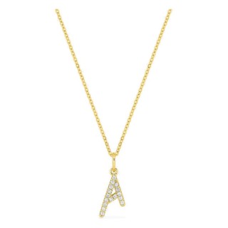 Collar inicial letra A de oro amarillo 9K con diamantes creados 0,10 ct