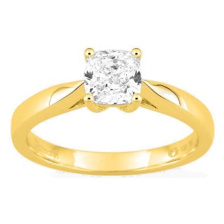 Anillo solitario de oro amarillo 18K con diamante creado de talla cojín 1,00 ct