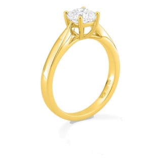 Anillo solitario de oro amarillo 18K con diamante creado de talla cojín 1,00 ct