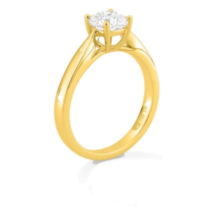 Anillo solitario de oro amarillo 18K con diamante creado de talla cojín 1,00 ct