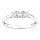 Anillo de oro blanco 9K con tres diamantes creados 0,30 ct en engaste de garras