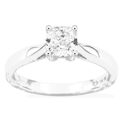 Anillo solitario de oro blanco 18K con diamante creado de talla cojín 1,00 ct