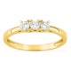 Anillo de oro amarillo 9K con tres diamantes creados 0,30 ct en engaste de garras