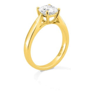 Anillo solitario de oro amarillo 18K con diamante creado de talla cojín 1,50 ct