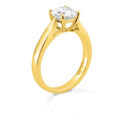 Anel solitário em ouro amarelo 18K com diamante criado de lapidação almofada 1,50 ct