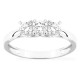 Anillo de oro blanco 9K con tres diamantes creados 0,60 ct en engaste de garras