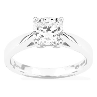 Anel solitário em ouro branco 18K com diamante criado de lapidação almofada 1,50 ct