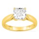 Anel solitário em ouro amarelo 18K com diamante criado de lapidação almofada 2,00 ct
