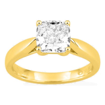 Anillo solitario de oro amarillo 18K con diamante creado de talla cojín 2,00 ct