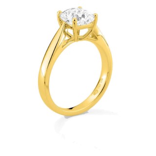 Anillo solitario de oro amarillo 18K con diamante creado de talla cojín 2,00 ct
