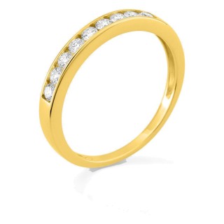 Media alianza de oro amarillo 9K con 9 diamantes creados 0,30 ct en engaste carril
