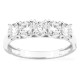 Anel em ouro branco 9K com cinco diamantes criados 1,00 ct em cravação de garras