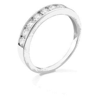 Meia aliança em ouro amarelo 9K com 7 diamantes criados 0,50 ct em cravação carril