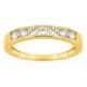 Media alianza de oro amarillo 9K con 7 diamantes creados 0,50 ct en engaste carril