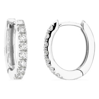 Pendientes de aro de oro blanco 9K con diamantes creados 0,20 ct