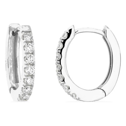 Brincos de argola em ouro branco 9K com diamantes criados 0,20 ct