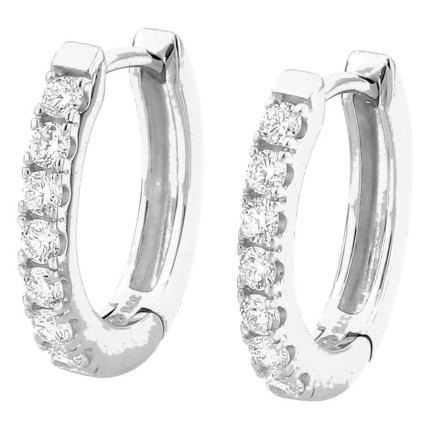 Pendientes de aro de oro blanco 9K con diamantes creados 0,20 ct