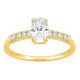 Anillo solitario acompañado de oro amarillo 18K con diamantes creados 0,85 ct talla ovalada