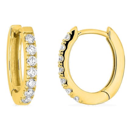 Pendientes de aro de oro amarillo 9K con diamantes creados 0,20 ct
