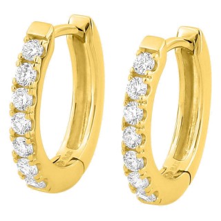 Brincos de argola em ouro amarelo 9K com diamantes criados 0,20 ct