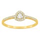 Anel em ouro amarelo 9K com diamantes criados 0,18 ct e centro de lapidação trillion 0,09 ct em halo