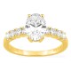 Anel solitário acompanhado em ouro amarelo 18K com diamantes criados 1,82 ct lapidação oval