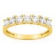 Meia aliança em ouro amarelo 9K com 7 diamantes criados 0,70 ct em cravação de garras
