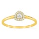 Anillo de oro amarillo 9K con diamantes creados 0,13 ct y centro de talla trillón 0,09 ct en halo