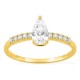 Anillo solitario acompañado de oro amarillo 18K con diamantes creados 0,63 ct talla pera